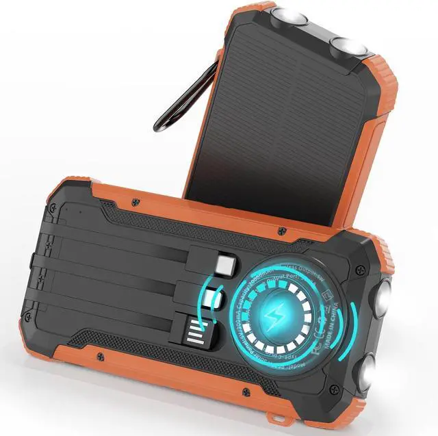 Main image of Solar Charger Power Bank 20000mAh Portable Wireless Charger 15W Fast Charging External Battery Pack with Dual Flashlight and USB C Outputs. Outdoor Mobile Power Compatible with Cell Phones