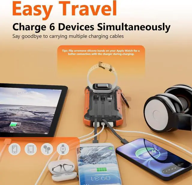 Alt view image 2 of 7 - Solar Charger Power Bank 20000mAh Portable Wireless Charger 15W Fast Charging External Battery Pack with Dual Flashlight and USB C Outputs. Outdoor Mobile Power Compatible with Cell Phones