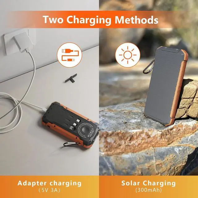 Alt view image 6 of 7 - Solar Charger Power Bank 20000mAh Portable Wireless Charger 15W Fast Charging External Battery Pack with Dual Flashlight and USB C Outputs. Outdoor Mobile Power Compatible with Cell Phones