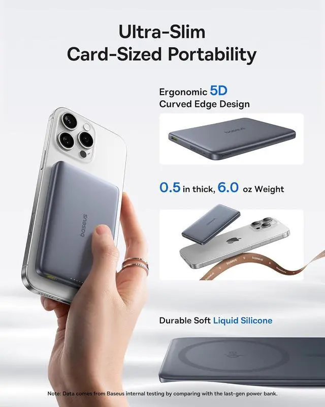 Alt view image 4 of 6 - Picogo Magsafe Portable Charger 0.5 Ultra Slim Qi2 Certified 15W Wireless Power Bank 10000mAh 27W Fast Charging Magnetic Battery Pack with USB-C Cable for iPhone 16/15/14/13/12 Series Only
