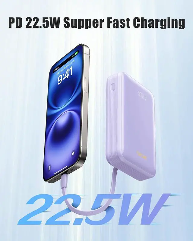 Alt view image 2 of 6 - Portable Charger 20000mAh 22.5W Power Bank Fast Charging High Capacity Cell Phone Portable Power Banks with for iPhone  Android etc Travel Essential (Purple)