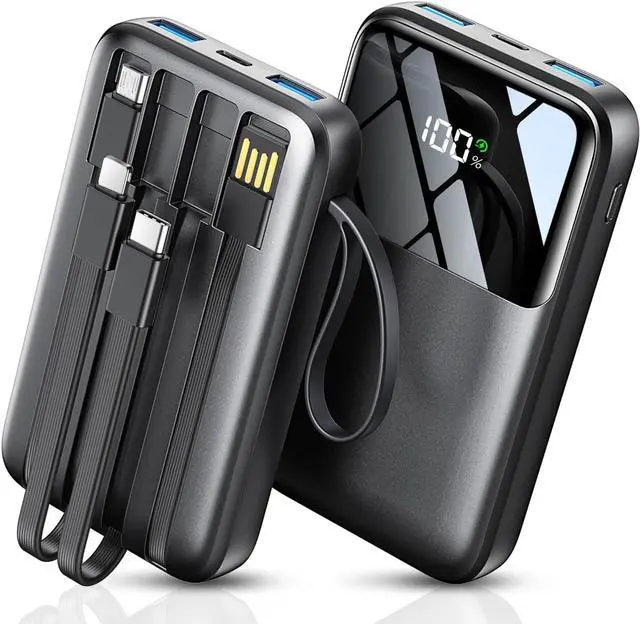 Main image of Portable Charger with Built in Cable 15000mAh Power Bank 22.5W Fast Charging 6 Outputs Slim Travel Essential Battery Pack with LED Display Compatible with iPhone 16/15/14/13  iPad etc
