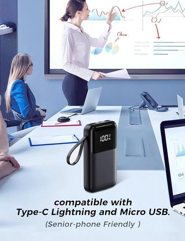 Alt view image 7 of 7 - Portable Charger with Built in Cable 15000mAh Power Bank 22.5W Fast Charging 6 Outputs Slim Travel Essential Battery Pack with LED Display Compatible with iPhone 16/15/14/13  iPad etc
