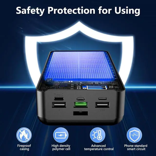 Alt view image 5 of 7 - Power Bank 60000mAh 22.5W Fast Charging Portable Charger with Flashlight 4 Outputs & 3 Inputs LED Display Huge Capacity External Battery Pack for Most Electronic Devices on The Market