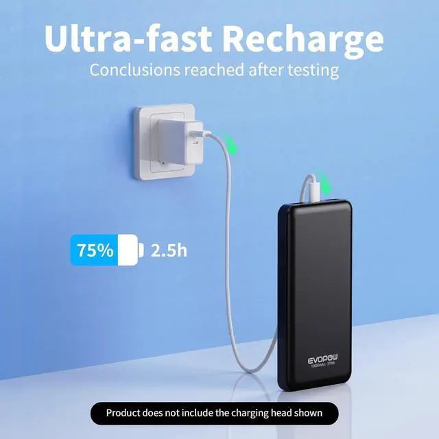 Alt view image 5 of 7 - 2-Pack Portable Charger Slimmer 10000mAh 15W Power Bank USB C in&Out Fast Charging Battery Pack External Portable Power Bank for iPhone 16 15 14 13 12 iPad Airpods  S23 S22 Pixel etc