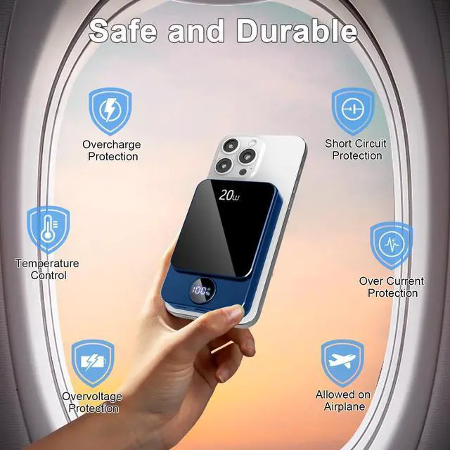 Alt view image 6 of 7 - Magnetic Portable Charger 10000mAh Power Bank with PD 20w Fast Charging USB C in&Out Battery Pack Compatible with Mag-Safe for iPhone 16/15/14/13/12 Pro/Pro Max Series  Android and More