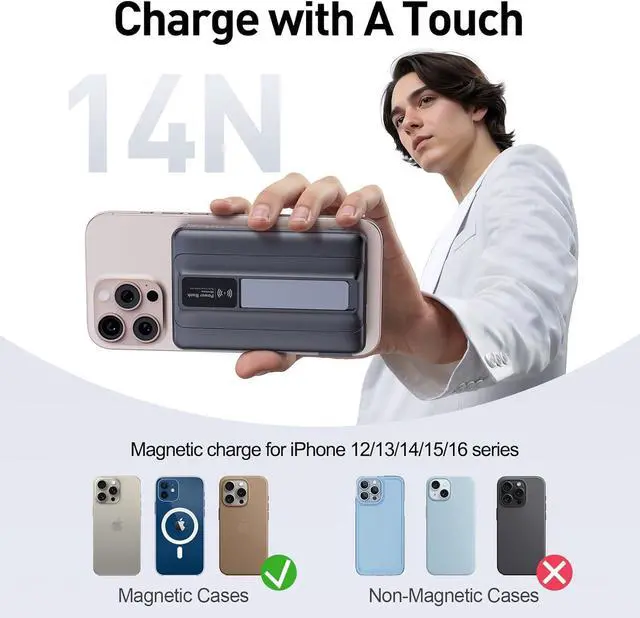 Alt view image 2 of 7 - 2025 Latest Magnetic Wireless Portable Charger Power Bank - 10000mAh Mag-Safe 22.5W PD Fast Max Charging with Built-in LED Display Magnetic Battery Pack for iPhone 16/15/14/13/12/Pro/Mini/Pro Max