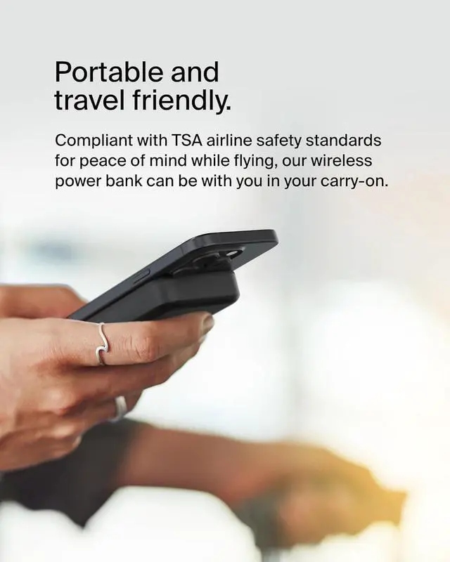 Alt view image 4 of 7 - Portable Charger Wireless Power Bank 10 000mAh w/ Qi2 MagSafe Compatible + Built-in Pop-up Kickstand - Compatible w/iPhone 16 15 14 Plus Pro Pro Max and More - Black