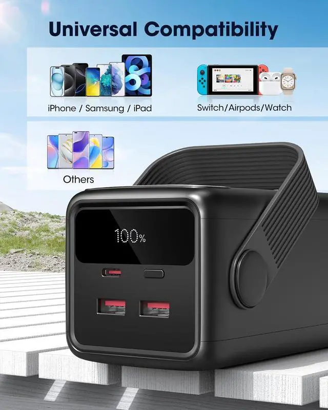 Alt view image 7 of 7 - Portable Charger 70000mAh Power Bank 22.5W Fast Charging USB C Battery Pack 3 Outputs LED Display LED Light External Cell Phone Huge Capacity Battery Bank for iPhone  iPad Camping