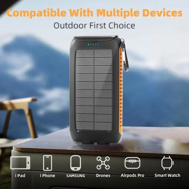 Alt view image 5 of 6 - Solar Charger Power Bank 49800mAh - Portable Fast Charging Power Bank with Type-C & Dual USB Ports Compatible with iPhone  & More Waterproof Solar Panel for Camping Hiking and Outdoor Use