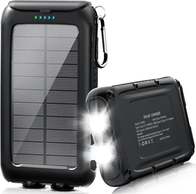 Main image of Solar-Charger-Power-Bank-49800mAh Portable Solar Phone Charger with LED Flashlight/15W Fast Charge USB C Waterproof External Backup Battery Pack for All Cell Phones & Electronic Devices