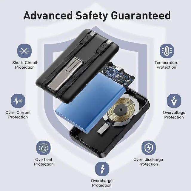 Alt view image 7 of 7 - 2025 Latest Magnetic Wireless Power Bank 16800mAh Portable Charger with 2 Built in Cables LED Display Magnetic Battery Pack Travel Essentials for iPhone 16/15/14/13/12/Pro/Mini/Pro Max Andriod