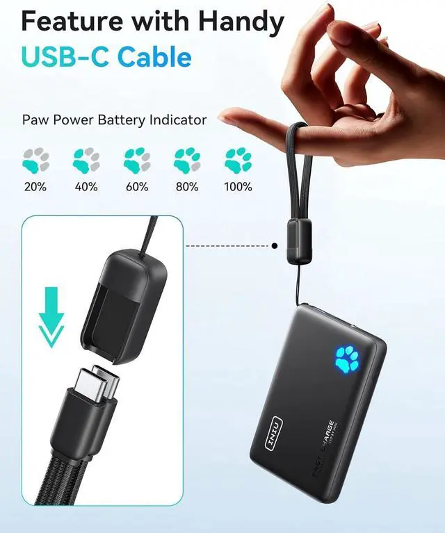 Alt view image 5 of 7 - Portable Charger Lightest 10000mAh 45W PD Power Bank USB C in&Out Fast Charging Battery Pack External Phone Powerbank Compatible with iPhone 16 15 14 13  S22 S21 Google iPad etc