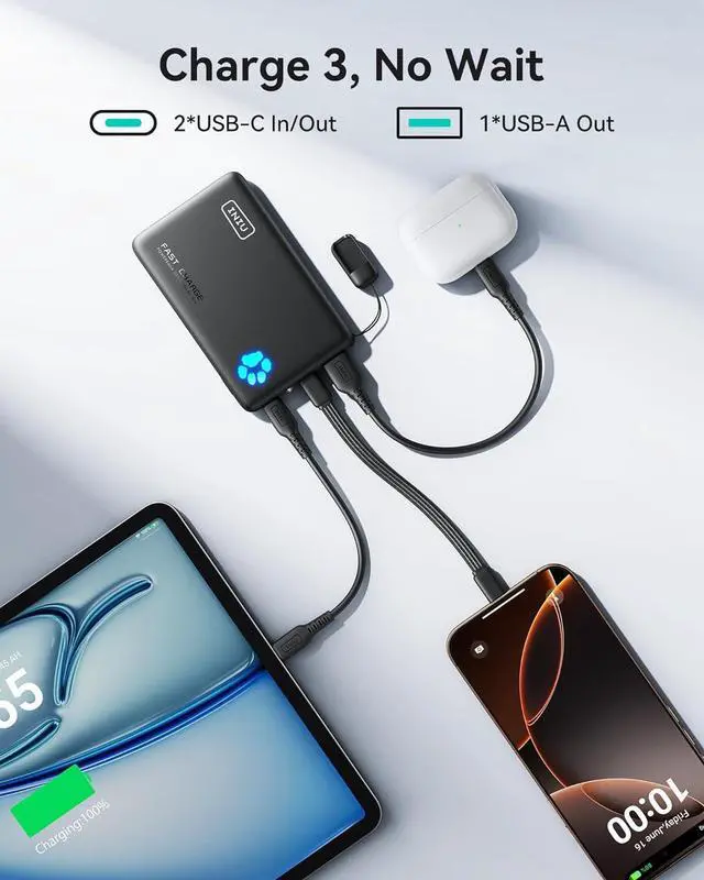 Alt view image 7 of 7 - Portable Charger Lightest 10000mAh 45W PD Power Bank USB C in&Out Fast Charging Battery Pack External Phone Powerbank Compatible with iPhone 16 15 14 13  S22 S21 Google iPad etc
