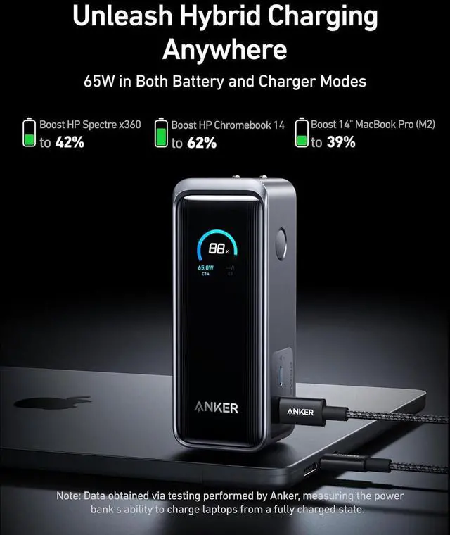 Alt view image 4 of 6 - Prime Power Bank 9 600mAh Battery Pack with 65W Output Built-in AC Plug Supports PD 3.0 and PPS 30W Fast Recharging Sleek Portable Charger for MacBook Pro iPhone 15 Series Galaxy iPad