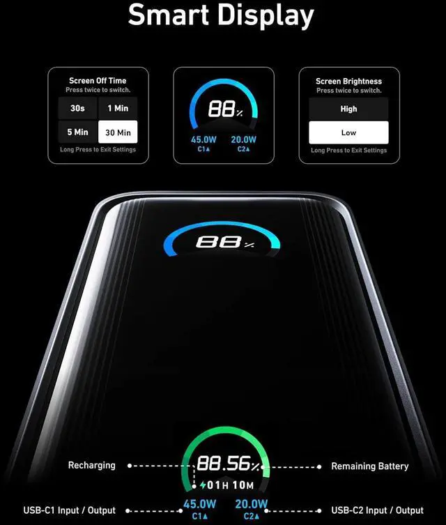 Alt view image 6 of 6 - Prime Power Bank 9 600mAh Battery Pack with 65W Output Built-in AC Plug Supports PD 3.0 and PPS 30W Fast Recharging Sleek Portable Charger for MacBook Pro iPhone 15 Series Galaxy iPad