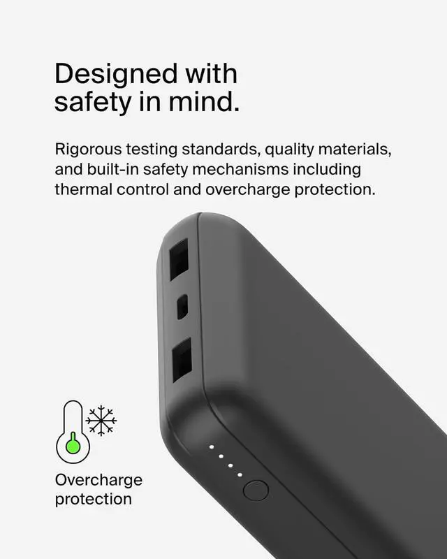 Alt view image 7 of 7 - Portable Charger USB-C Power Bank 20 000mAh w/ 2 USB-A Ports 15W w/ Type-A to Type-C Cable for iPhone 16 16 Plus 16 Pro 16 Pro Max  Galaxy S25 Galaxy S24 Pixel 9 & More - Black