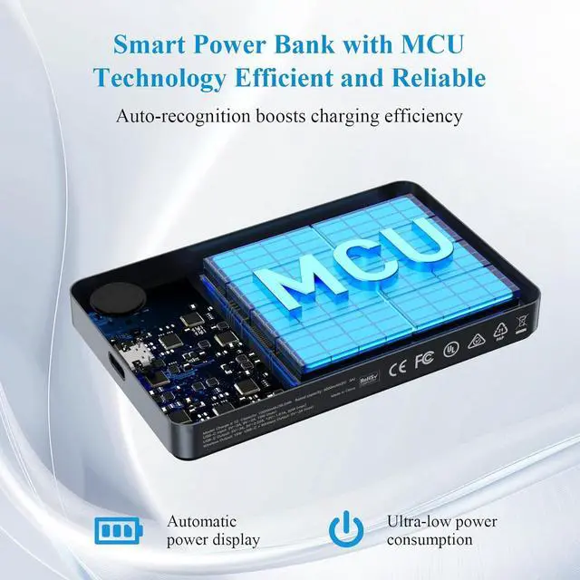 Alt view image 5 of 7 - Magnetic Power Bank Ultra Slim 10000mAh Qi2 Certified 20W Ultra Fast Compatible MagSafe Cell Phone Case Ergonomic Design Compatible with iPhone 16 15 14 13 12 Airpods  Google etc