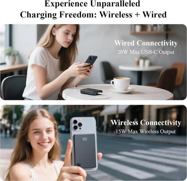 Alt view image 2 of 7 - Magnetic Power Bank Ultra Slim 10000mAh Qi2 Certified 20W Ultra Fast Compatible MagSafe Cell Phone Case Ergonomic Design Compatible with iPhone 16 15 14 13 12 Airpods  Google etc