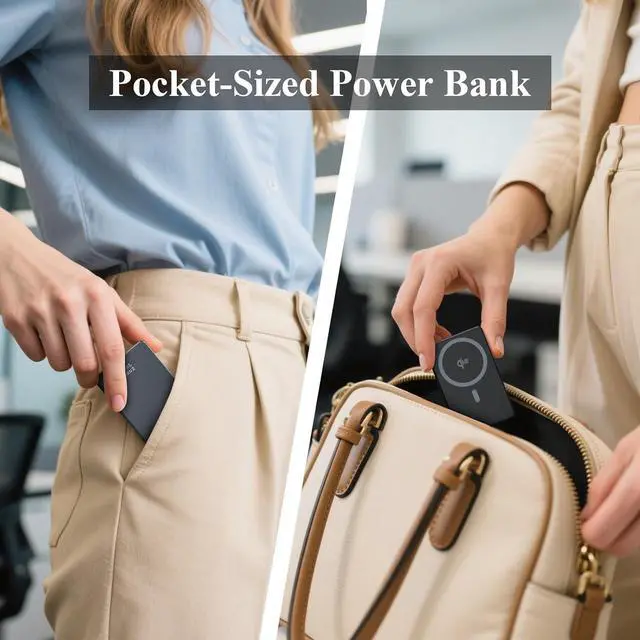 Alt view image 7 of 7 - Magnetic Power Bank Ultra Slim 10000mAh Qi2 Certified 20W Ultra Fast Compatible MagSafe Cell Phone Case Ergonomic Design Compatible with iPhone 16 15 14 13 12 Airpods  Google etc