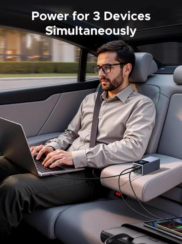 Alt view image 7 of 7 - UGREEN Nexode Power Bank 20000mAh 130W Portable Charger 72Wh PD Fast Charging 3-Port USB C Battery Pack with TFT Smart Display for MacBook/iPad/iPhone 16/Samsung S24 and More