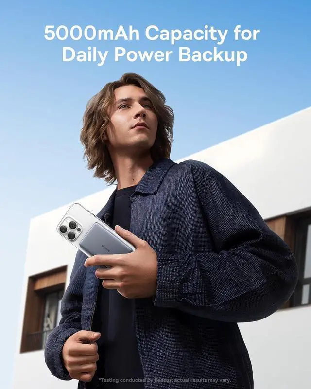 Alt view image 6 of 7 - Picogo Power Bank 0.3 Ultra Slim 5000mAh MagSafe Portable Charger with USB-C Braided Cable Card-Size Magnetic Battery Pack Alloy Wireless Fast Charger for iPhone 16/15/14/13/12 Lightweight