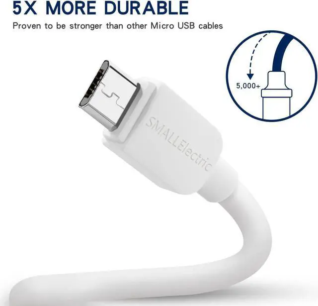 Alt view image 3 of 7 - Micro USB Cable (5-Pack 6FT) Android Charger Long Android Phone Charger Cord for  Galaxy S7 S6 Edge J7 S5 Note 5 4 LG 4 K40 K20 MP3 Kindle Tablet White