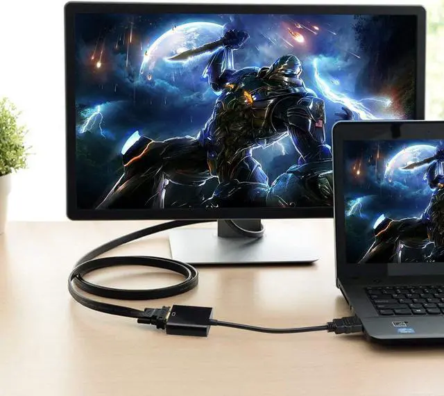 Alt view image 3 of 6 - Isptewhie HDMI to VGA  Gold-Plated HDMI to VGA Adapter  Male to Female for Computer  Desktop  Laptop  PC  Monitor  Projector  HDTV  Chromebook  Raspberry Pi  Roku  Xbox and More