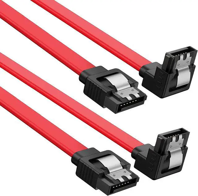 Alt view image 2 of 6 - isptewhie SATA III Cable 3-Pack  SATA III 6Gbps 7pin Female to Female 90 Degree Right Angle Data Cable 18 Inch Compatible for SATA HDD  SSD  CD Driver  CD Writer - Red