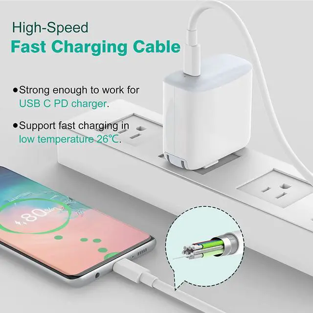Alt view image 6 of 7 - isptewhie USB C to USB C Charging Cable for MacBook Air  Mac Book Pro  Type C Cord for New iPad Pro 12.9/11  Air 4/5  Mini 6  Samsung  Pixel  All PD USB C Charger 6.6FT
