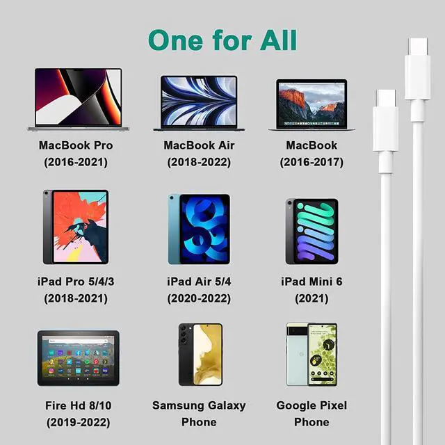 Alt view image 5 of 7 - isptewhie USB C to USB C Charging Cable for MacBook Air  Mac Book Pro  Type C Cord for New iPad Pro 12.9/11  Air 4/5  Mini 6  Samsung  Pixel  All PD USB C Charger 6.6FT
