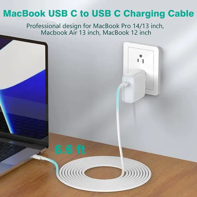 Alt view image 2 of 7 - isptewhie USB C to USB C Charging Cable for MacBook Air  Mac Book Pro  Type C Cord for New iPad Pro 12.9/11  Air 4/5  Mini 6  Samsung  Pixel  All PD USB C Charger 6.6FT