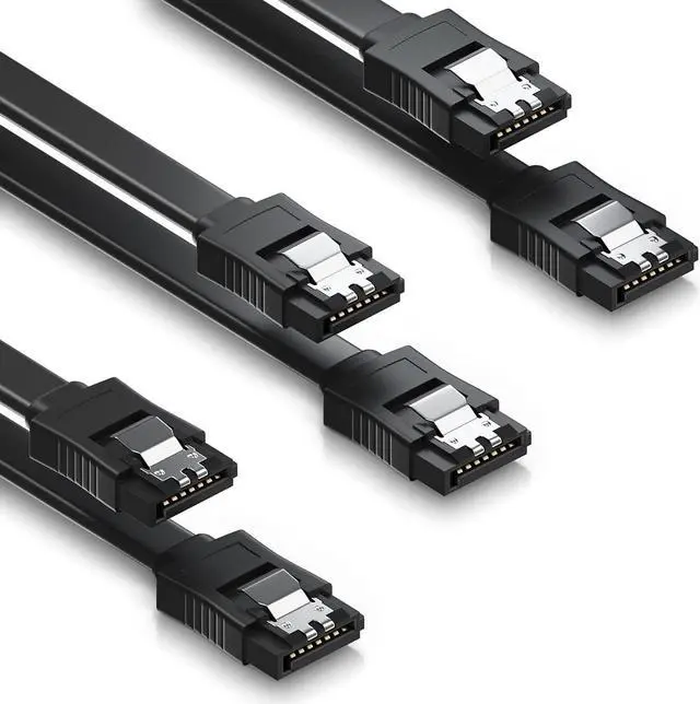 Alt view image 2 of 7 - isptewhie SATA Cable III 3 Pack SATA Cable III 6Gbps Straight HDD SDD Data Cable with Locking Latch 18 Inch Compatible for SATA HDD  SSD  CD Driver  CD Writer - Black