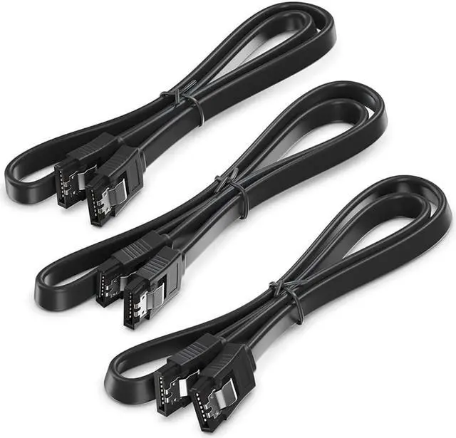 Alt view image 3 of 7 - isptewhie SATA Cable III 3 Pack SATA Cable III 6Gbps Straight HDD SDD Data Cable with Locking Latch 18 Inch Compatible for SATA HDD  SSD  CD Driver  CD Writer - Black