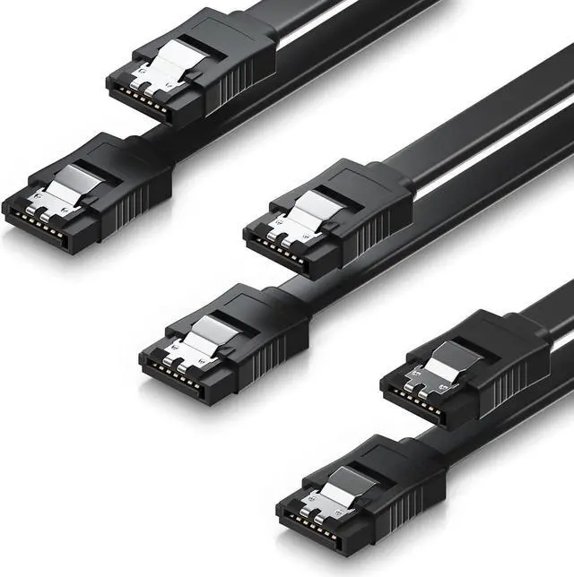 Main image of isptewhie SATA Cable III 3 Pack SATA Cable III 6Gbps Straight HDD SDD Data Cable with Locking Latch 18 Inch Compatible for SATA HDD  SSD  CD Driver  CD Writer - Black