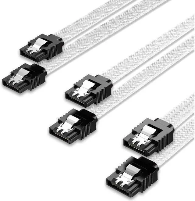 Main image of isptewhie 3PACK SATA Cable III 3 Pack 6Gbps Straight HDD SDD Data Cable with Locking Latch 50cm 18 Inch for SATA HDD  SSD  CD Driver  CD Writer  White