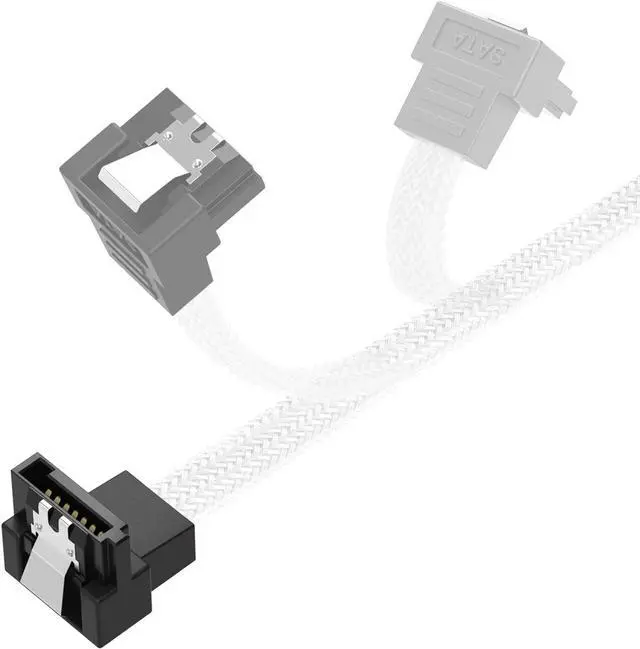 Alt view image 3 of 7 - isptewhie 3PACK SATA Cable III 3 Pack 90 Degree Straight to Right Angle 6Gbps HDD SDD SATA Data Cable with Locking Latch 50cm 18 Inch for SATA HDD  SSD  CD Driver  CD Writer  White