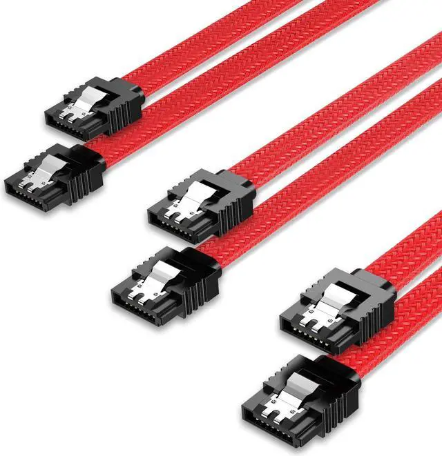Main image of 3PACK SATA Cable III isptewhie 3 Pack 6Gbps Straight HDD SDD Data Cable with Locking Latch 50cm 18 Inch for SATA HDD  SSD  CD Driver  CD Writer  Red