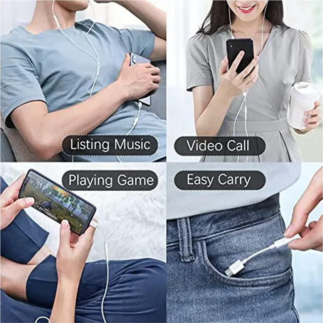 Alt view image 5 of 6 - isptewhie USB C Male to 3.5mm Female Headphone Jack Adapter(2 Pack) Type C to Aux Audio Dongle Cable Cord Compatible with Samsung Galaxy S22 S21 Ultra S20 S10 S9 Plus Note 20 10  etc White