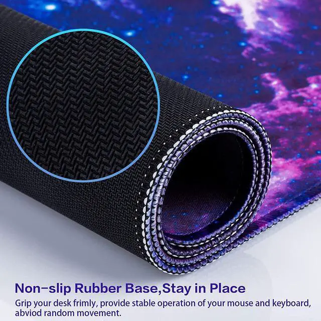 Alt view image 7 of 7 - isptewhie Gaming Mouse Pad  Extended Mouse Pad  31.5x15.7inch Large Mouse Pad for Desk Pad with Non-Slip Base and Stitched Edge for Home Office Gaming Work  Galaxy Print