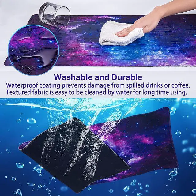 Alt view image 4 of 7 - isptewhie Gaming Mouse Pad  Extended Mouse Pad  31.5x15.7inch Large Mouse Pad for Desk Pad with Non-Slip Base and Stitched Edge for Home Office Gaming Work  Galaxy Print