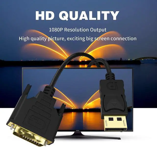 Alt view image 5 of 7 - isptewhie DisplayPort to DVI Cable  6 Feet DP to DVI Gold Plated Adapter Cord  Compatible with PC  Laptop  HDTV  Projector  Monitor and More  Black