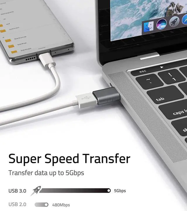 Alt view image 2 of 7 - isptewhie USB C to USB Adapter 2 Pack USB C Male to USB3 Female Adapter Compatible with MacBook Pro 2023 iMac iPad Mini 6/Pro MacBook Air 2022 and Other Type C or Thunderbolt 4/3 Devices Space Grey