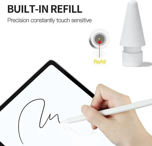 Alt view image 3 of 7 - isptewhie Replacement Tips Compatible with Apple Pencil 2 Gen iPad Pro Pencil - iPencil Nib for iPad Pencil 1 st/Pencil 2 Gen White 4 Pack