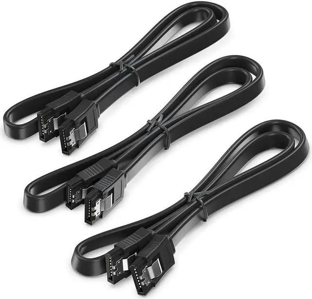 Alt view image 2 of 6 - isptewhie SATA Cable III 3 Pack SATA Cable III 6Gbps Straight HDD SDD Data Cable with Locking Latch 15.7 Inch 40cm Compatible for SATA HDD  SSD  CD Driver  CD Writer - Black