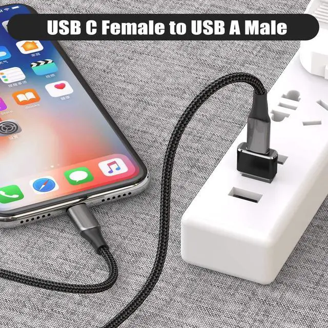 Alt view image 7 of 8 - isptewhie USB to USB C Adapter 2 Pack USB C Female to A Male Charger Type C Converter for Apple Watch Ultra iWatch 7 8 SE iPhone 14 13 12 11 Pro Max Mini AirPods iPad Air Samsung Galaxy S23 S22 Black