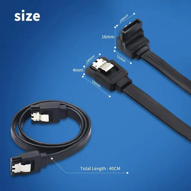 Alt view image 6 of 6 - isptewhie 3Pack SATA III Cable 90 Degree Right Angle and Straight 6Gbps Cable with Locking Latch for HDD/SSD/CD and DVD Drives 50cm 18inches in Black