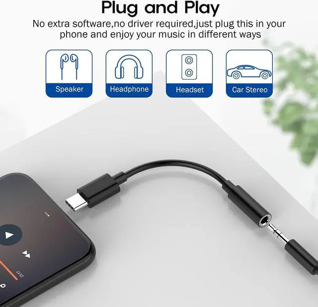 Alt view image 6 of 7 - isptewhie USB C Male to 3.5mm Female Headphone Jack Adapter 2 Pack Type C to Aux Audio Dongle Cable Cord Compatible with Samsung Galaxy S22 S21 Ultra S20 S10 S9 Plus Note 20 10  etc Black