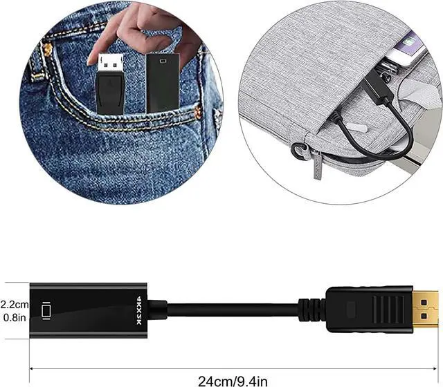 Alt view image 3 of 7 - 2 Pack DisplayPort to HDMI Adapter Cable,isptewhie Arcblack Gold-Plated 4K 2K Display Port to HDMI Adapter Compatible for Lenovo Dell HP Enabled Monitor TV or Projector for Ultra-HD Video Streaming