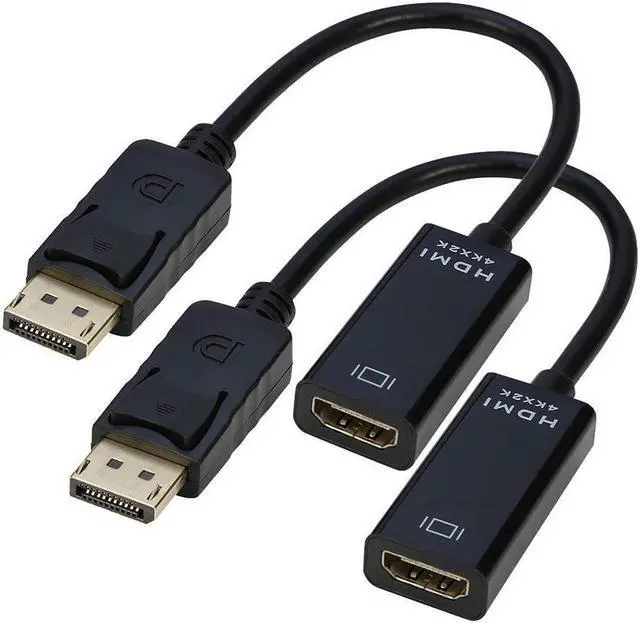 Main image of 2 Pack DisplayPort to HDMI Adapter Cable,isptewhie Arcblack Gold-Plated 4K 2K Display Port to HDMI Adapter Compatible for Lenovo Dell HP Enabled Monitor TV or Projector for Ultra-HD Video Streaming